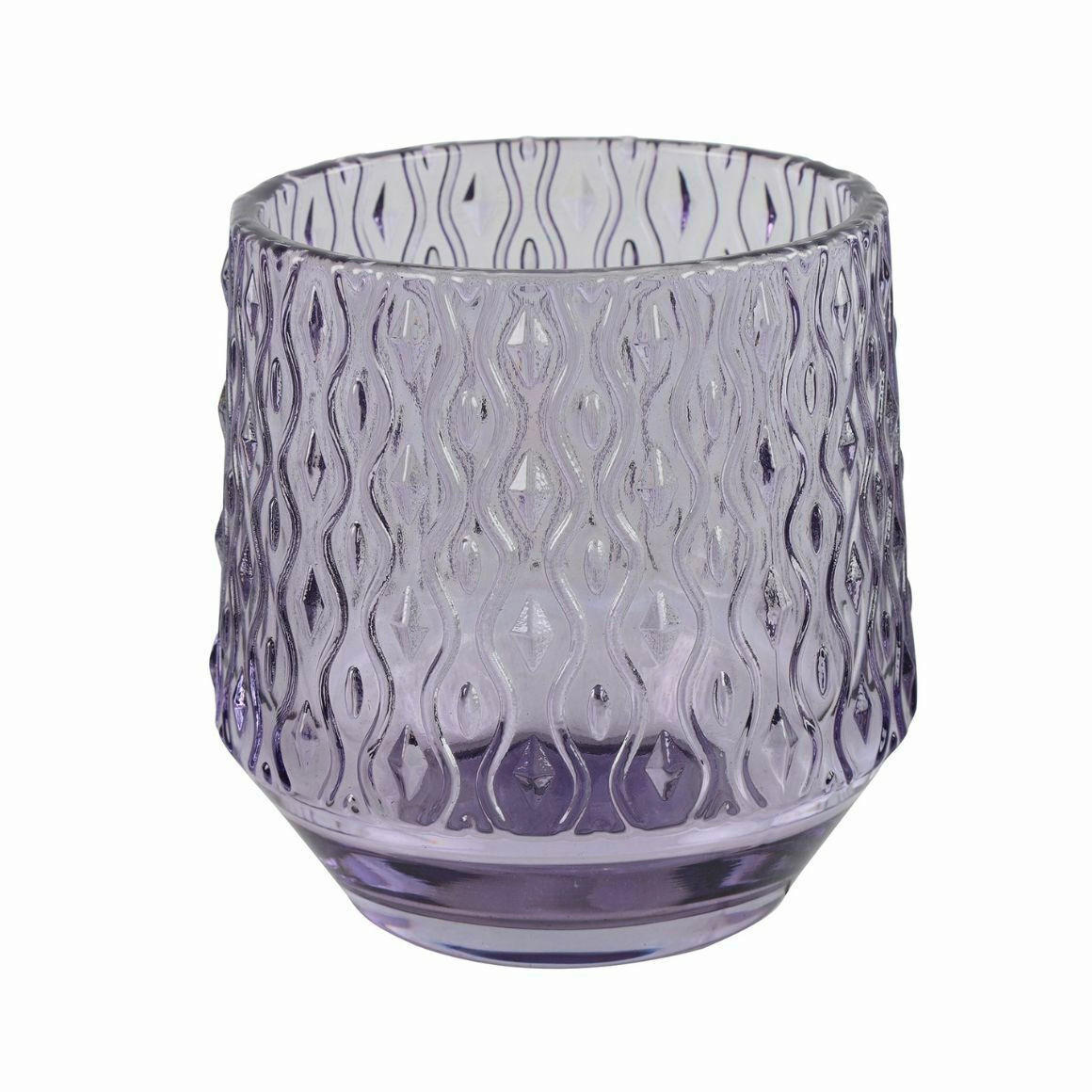 SVEČNIK - lila, Basics, steklo (9.5/9.5/9.5cm)
