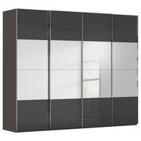SCHWEBETÜRENSCHRANK 271/223/68 cm,  in Graphitfarben, Schwarz, 4 Tür(en)  - Chromfarben/Graphitfarben, Design, Glas/Holzwerkstoff (271/223/68cm) - Novel