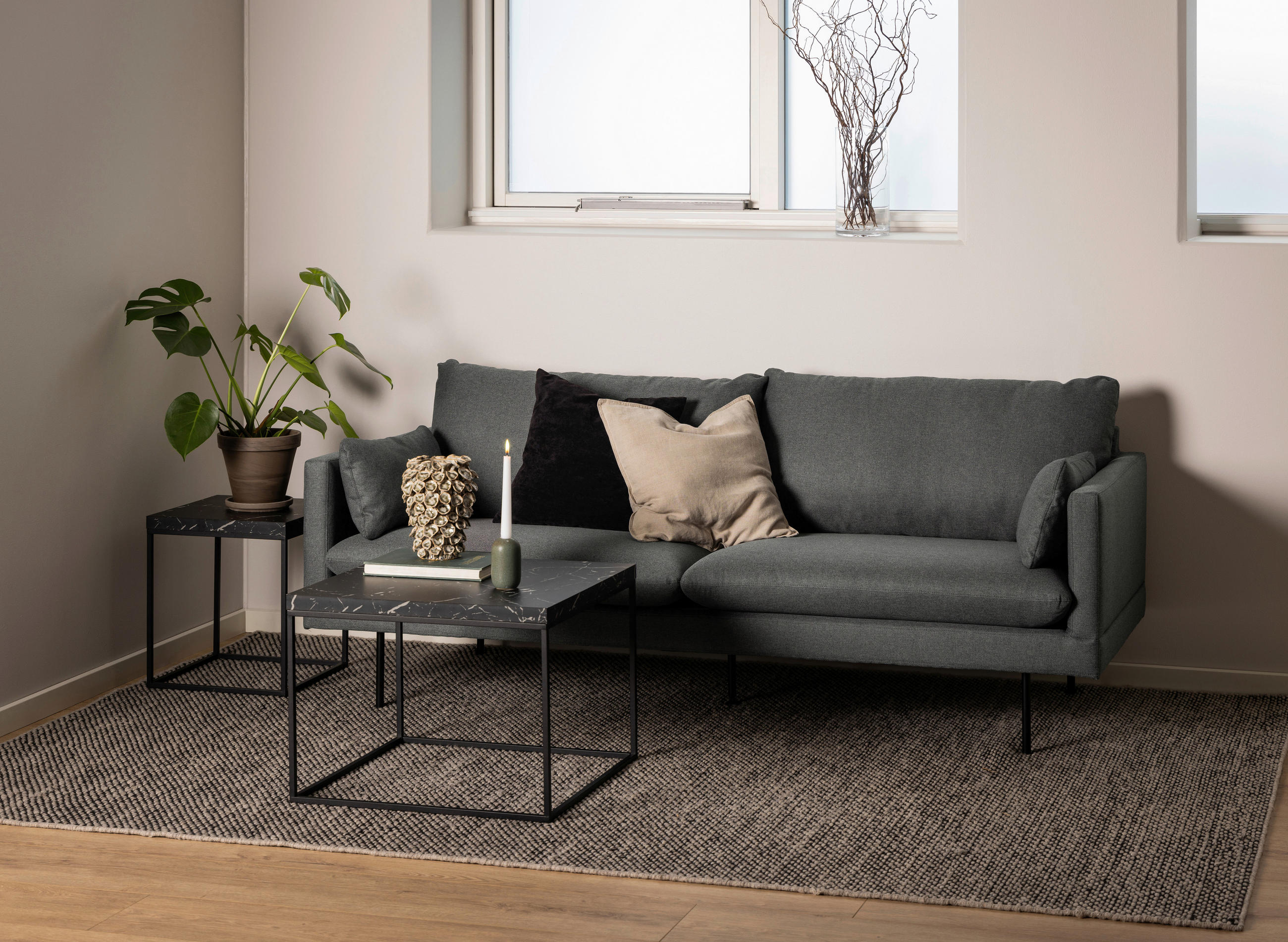 COUCHTISCH 60/60/45 cm quadratisch Schwarz  - Schwarz, Design, Holzwerkstoff/Metall (60/60/45cm) - Livetastic
