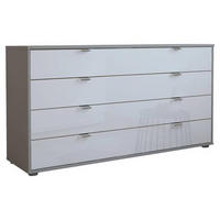SIDEBOARD 141/70/43 cm  in Grau, Weiss  - Chromfarben/Weiss, Konventionell, Glas/Holzwerkstoff (141/70/43cm) - Dieter Knoll