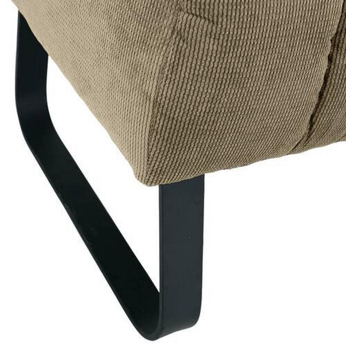 SITZBANK 175/87/77 cm  in Taupe  - Taupe/Schwarz, Design, Textil/Metall (175/87/77cm) - Novel