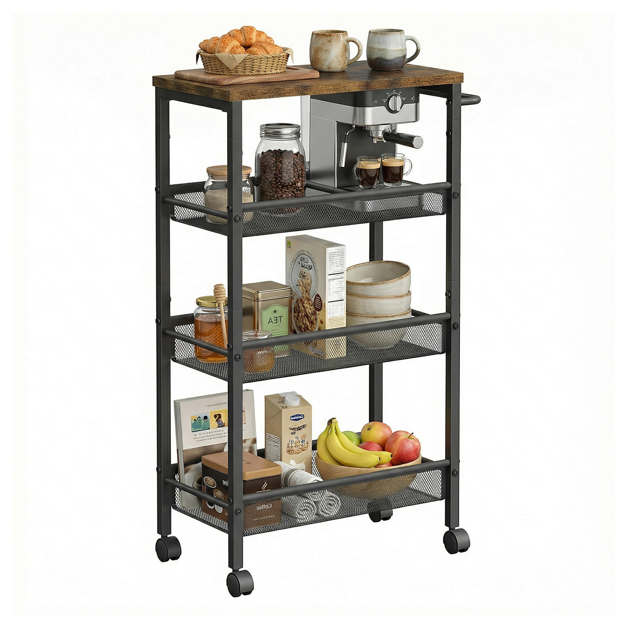SERVIERWAGEN in Braun, Schwarz  - Schwarz/Braun, Basics, Holzwerkstoff/Kunststoff (45,4/77/22cm)