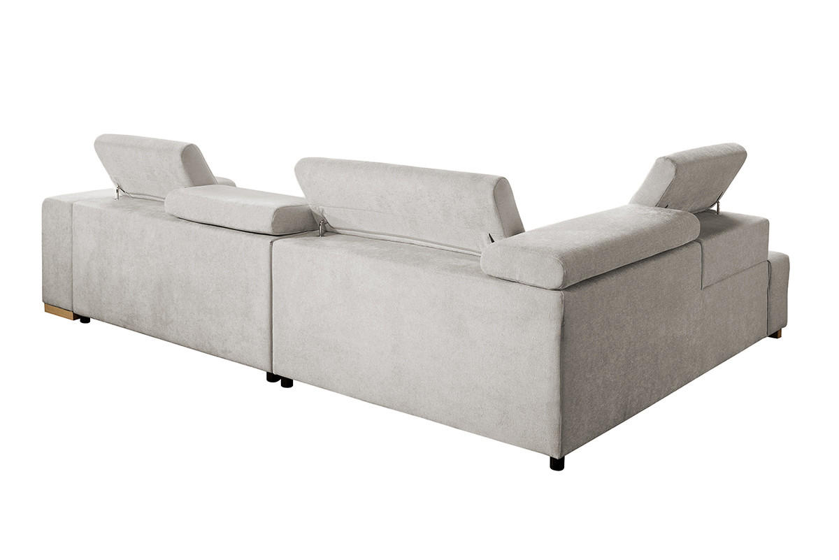 ECKSOFA in Chenille Beige  - Beige/Naturfarben, Design, Holz/Textil (201/307cm) - Livetastic