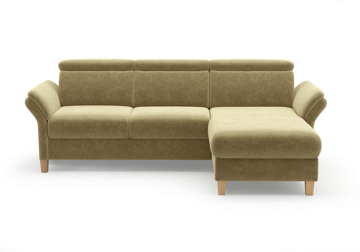 ECKSOFA GLENDALE E Olivgrün Flachgewebe  - Eichefarben/Olivgrün, KONVENTIONELL, Holz/Textil (253/166cm) - Sit & More