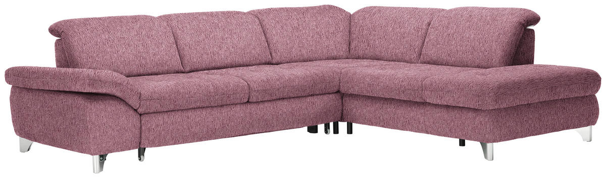 ECKSOFA in Webstoff Rot  - Chromfarben/Rot, Design, Textil/Metall (319/260cm) - Beldomo Style