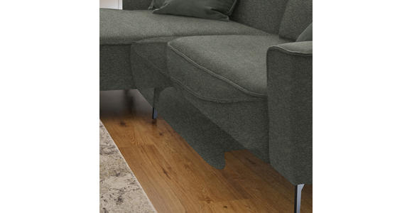 ECKSOFA  in Flachgewebe Dunkelgrün  190/285 cm  - Dunkelgrün/Schwarz, Design, Textil/Metall (190/285cm) - Johann Jakob