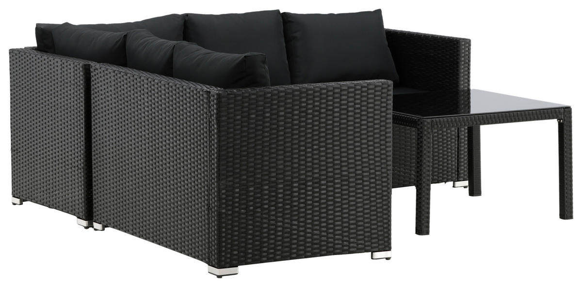 LOUNGEGRUPP  - svart, Klassisk, glas/textil - Gardenson