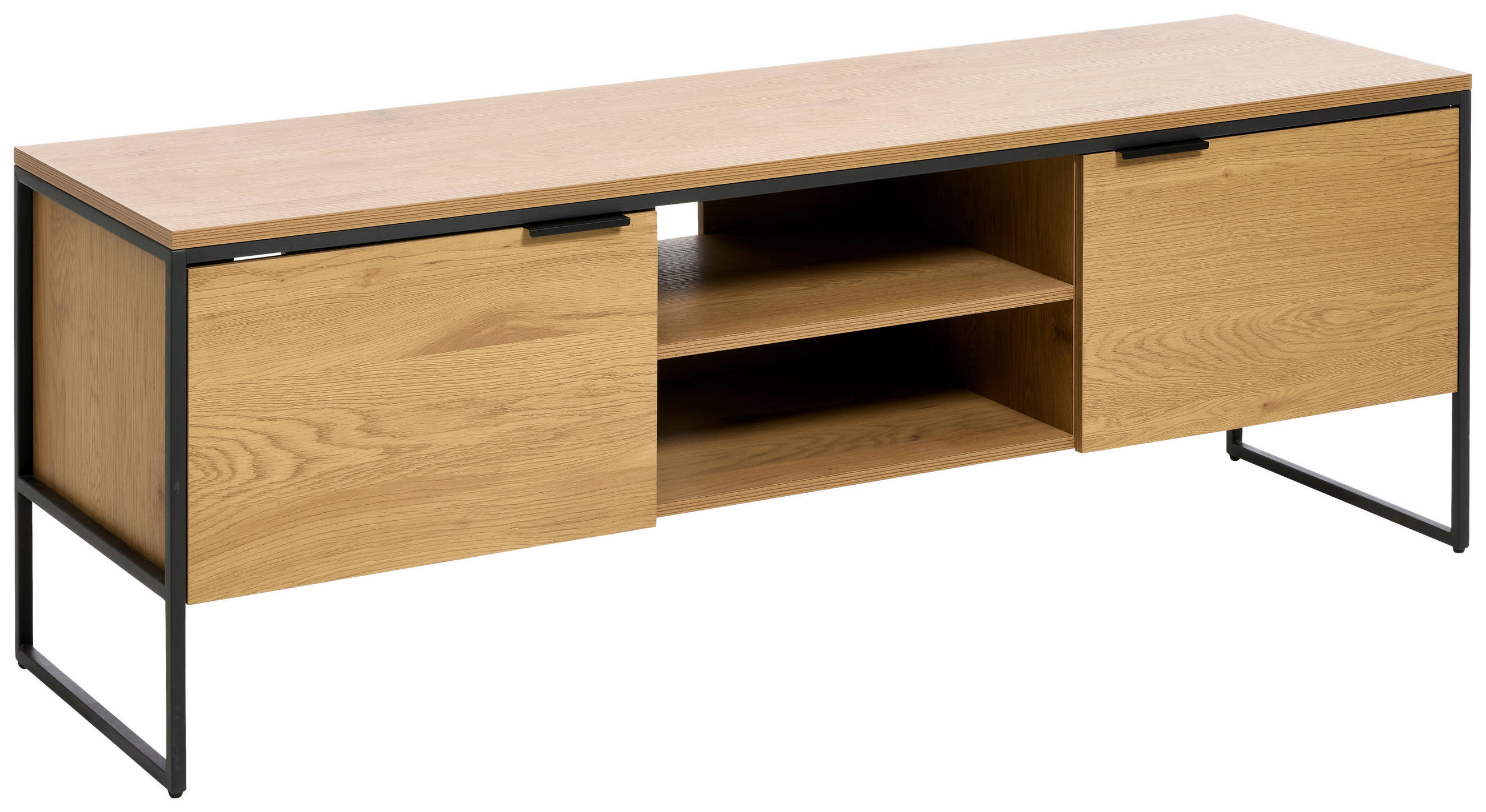 LOWBOARD Eichefarben 155/50/45 cm - Eichefarben/Schwarz, Design, Holzwerkstoff/Metall (155/50/45cm) - Lomoco
