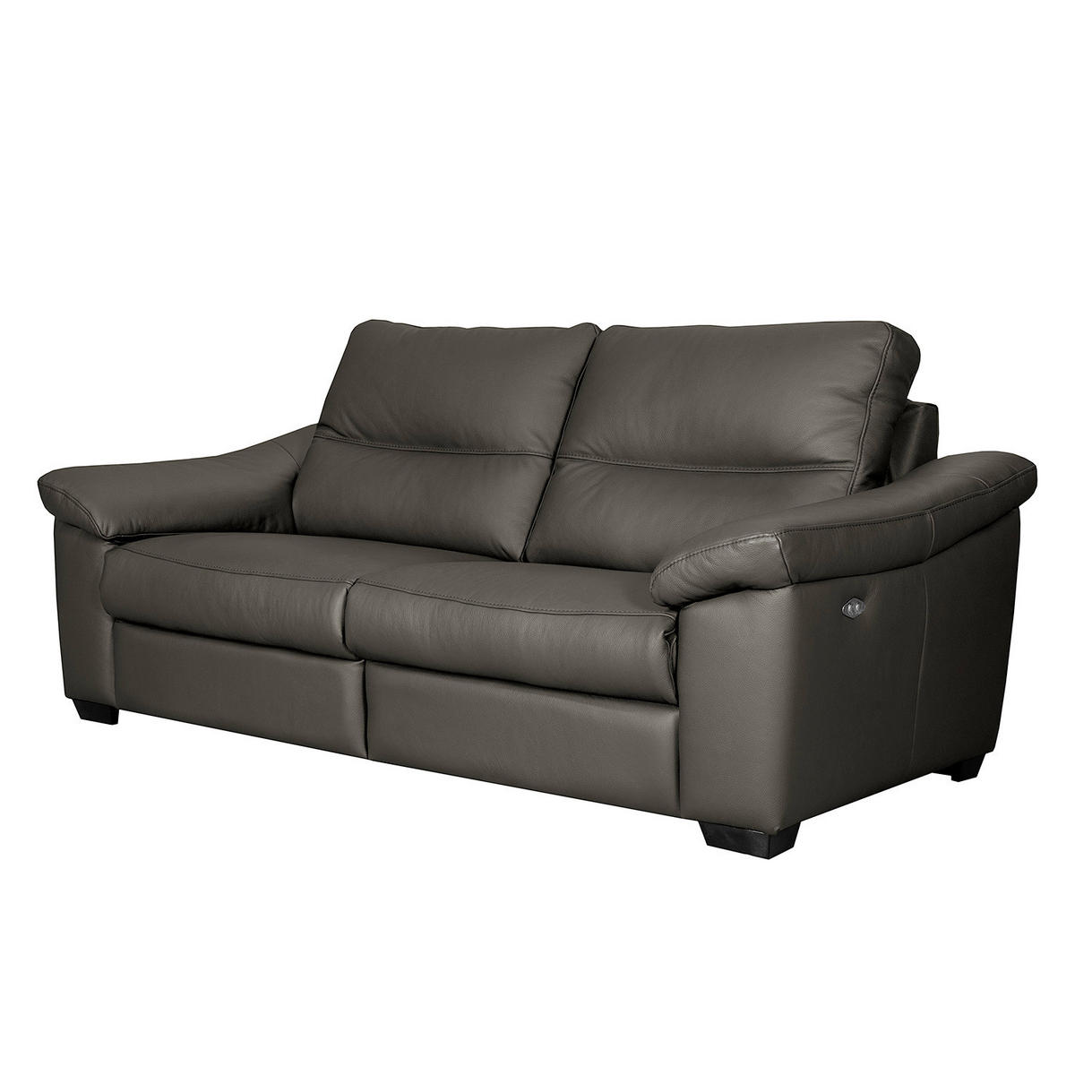 2,5-SITZER  in Echtleder Anthrazit   - Anthrazit/Schwarz, Design, Leder/Holz (214/97/97cm) - Livetastic
