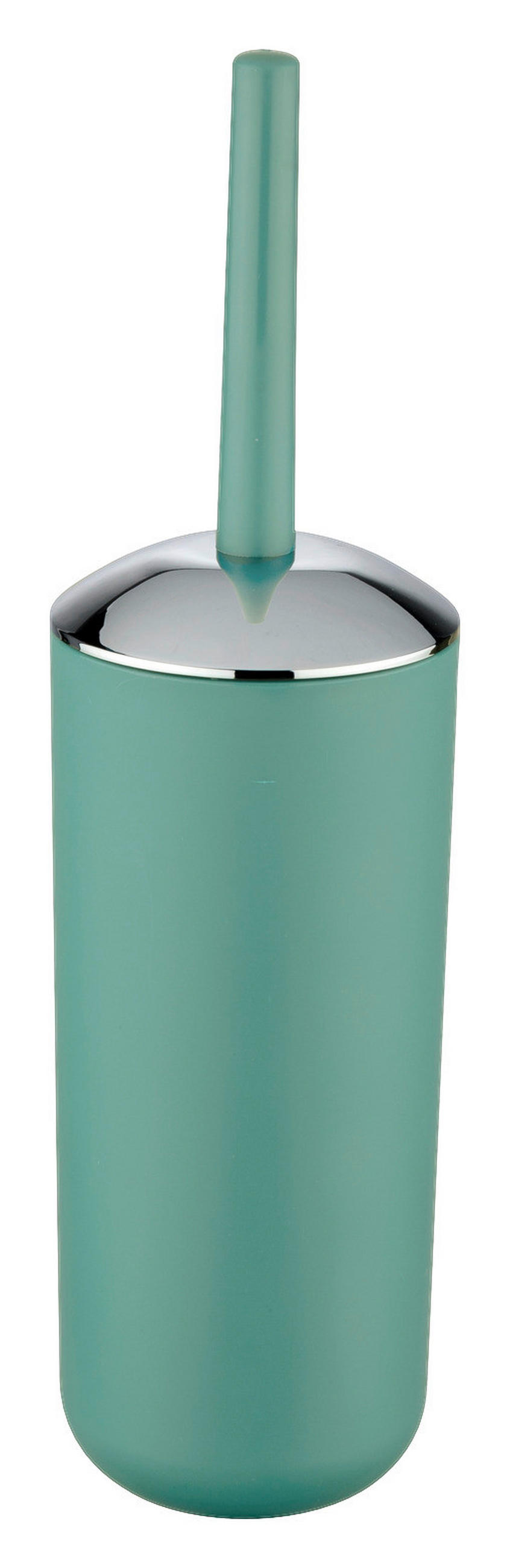 WC-BÜRSTENGARNITUR - Silberfarben/Grün, Basics, Kunststoff (10/37cm) - Wenko