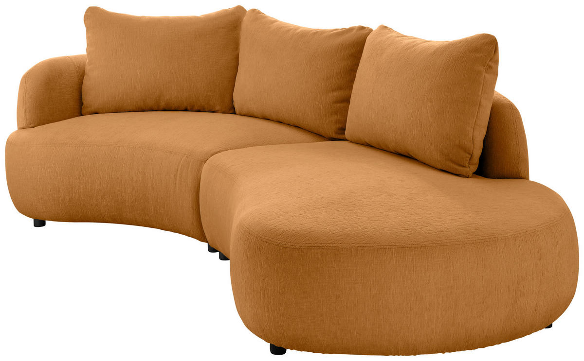 ECKSOFA in Mikrofaser Goldfarben  - Goldfarben/Schwarz, Modern, Kunststoff/Textil (139/250cm) - Livetastic