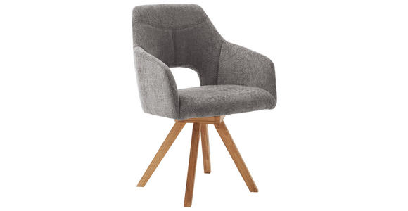 ARMLEHNSTUHL in Mikrofaser - Wildeiche/Cappuccino, Design, Holz/Textil (57/84/57cm) - Voleo