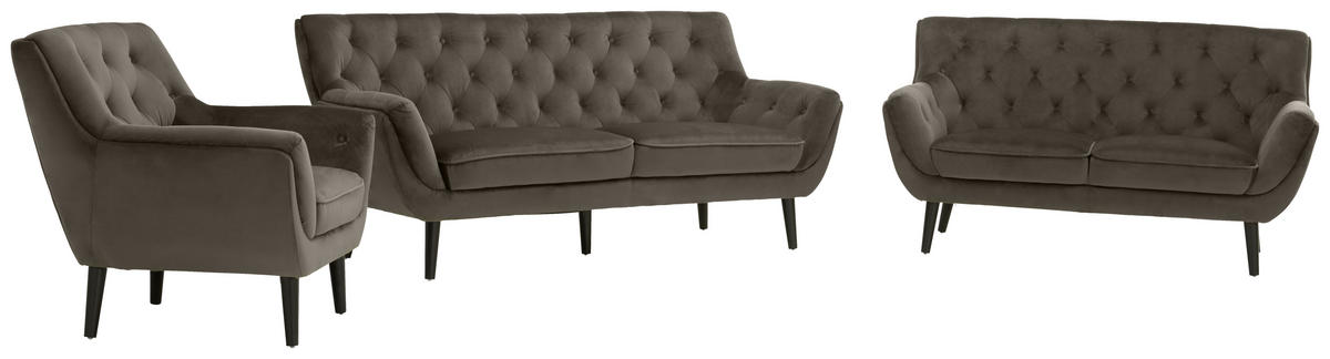 CHESTERFIELD SOFA siva, crna  - siva/crna, Trendi, tekstil (196/90/90cm) - Stylife
