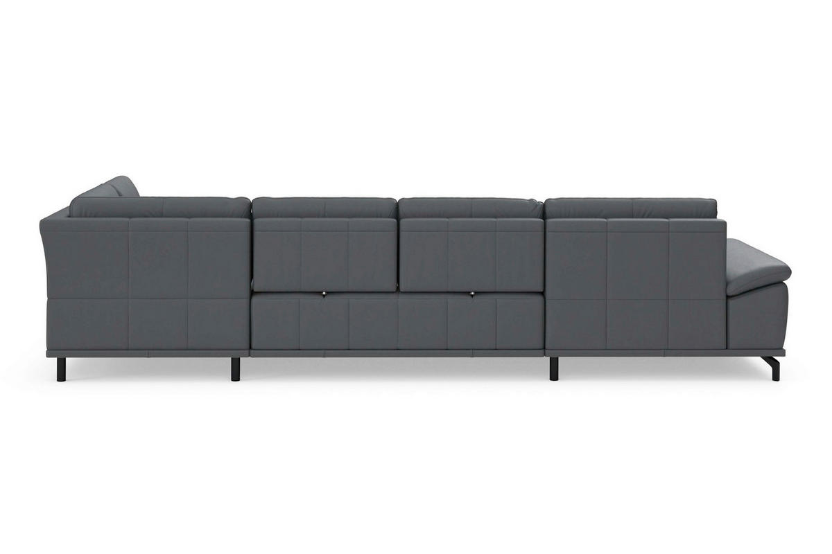 WOHNLANDSCHAFT COSTELLO E Schwarz Echtleder  - Schwarz, Basics, Leder/Metall (176/363/223cm) - Sit & More