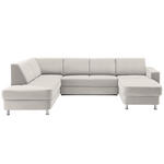 WOHNLANDSCHAFT  in Chenille Creme, Weiß  - Chromfarben/Creme, Design, Kunststoff/Textil (198/301/165cm) - Xora