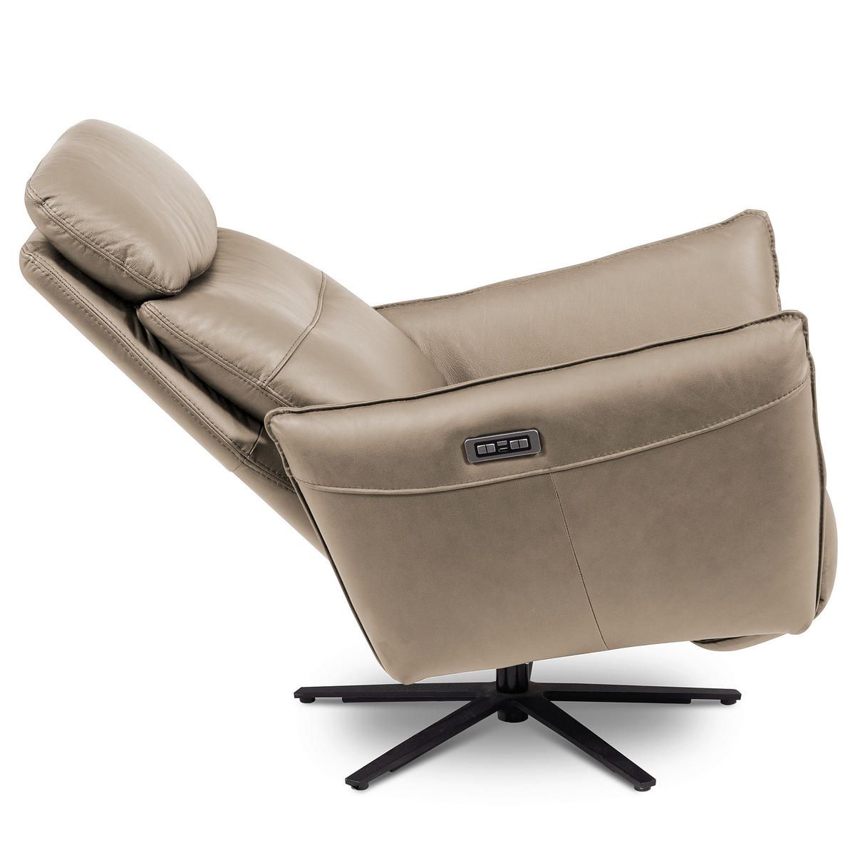 RELAXSESSEL in Leder Hellgrau  - Hellgrau/Schwarz, Design, Leder/Metall (77/107/88cm) - Livetastic