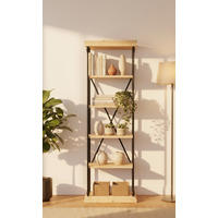 REGAL Tanne massiv Schwarz, Tannenholzfarben  - Tannenholzfarben/Schwarz, Design, Holz/Metall (60/196/43cm) - Landscape