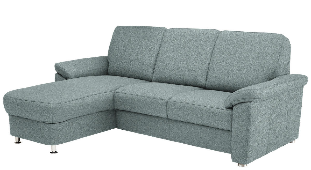 ECKSOFA in Flachgewebe Salbeigrün  - Chromfarben/Salbeigrün, Konventionell, Textil/Metall (163/250cm) - Beldomo System