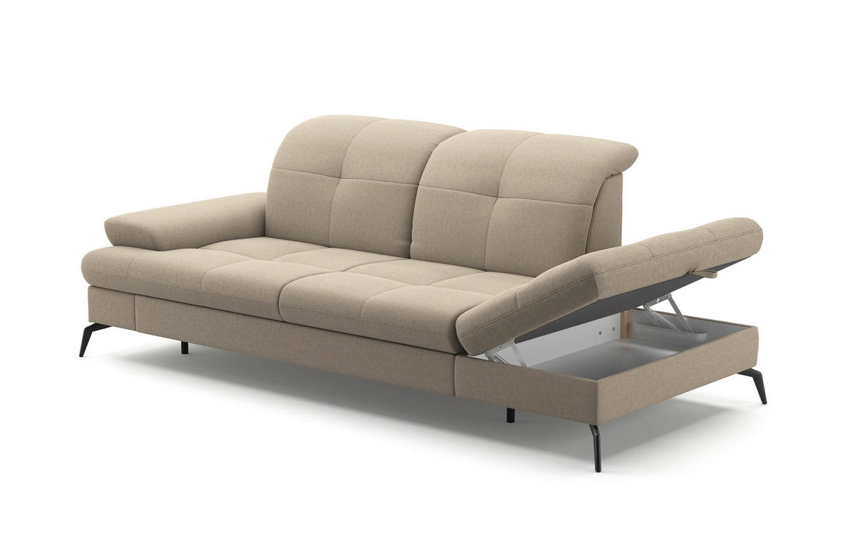 RÉCAMIERE in Flachgewebe Taupe  - Taupe/Schwarz, Konventionell, Textil/Metall (231/90/122cm) - Sit & More