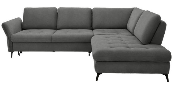 ECKSOFA in Flachgewebe Grau  288/233 cm  - Schwarz/Grau, Natur, Textil/Metall (288/233cm) - Valnatura