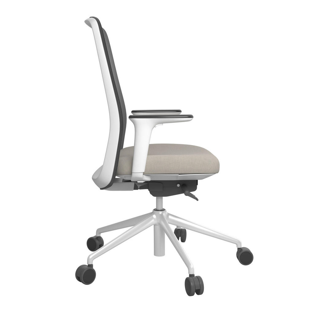 Thumbnail - Drehstuhl, Schwarz, Weiß, Metall, Kunststoff, Textil, Drehkreuz, 70x103-115x70 cm, Stoffauswahl, Sitzfläche 360° drehbar...