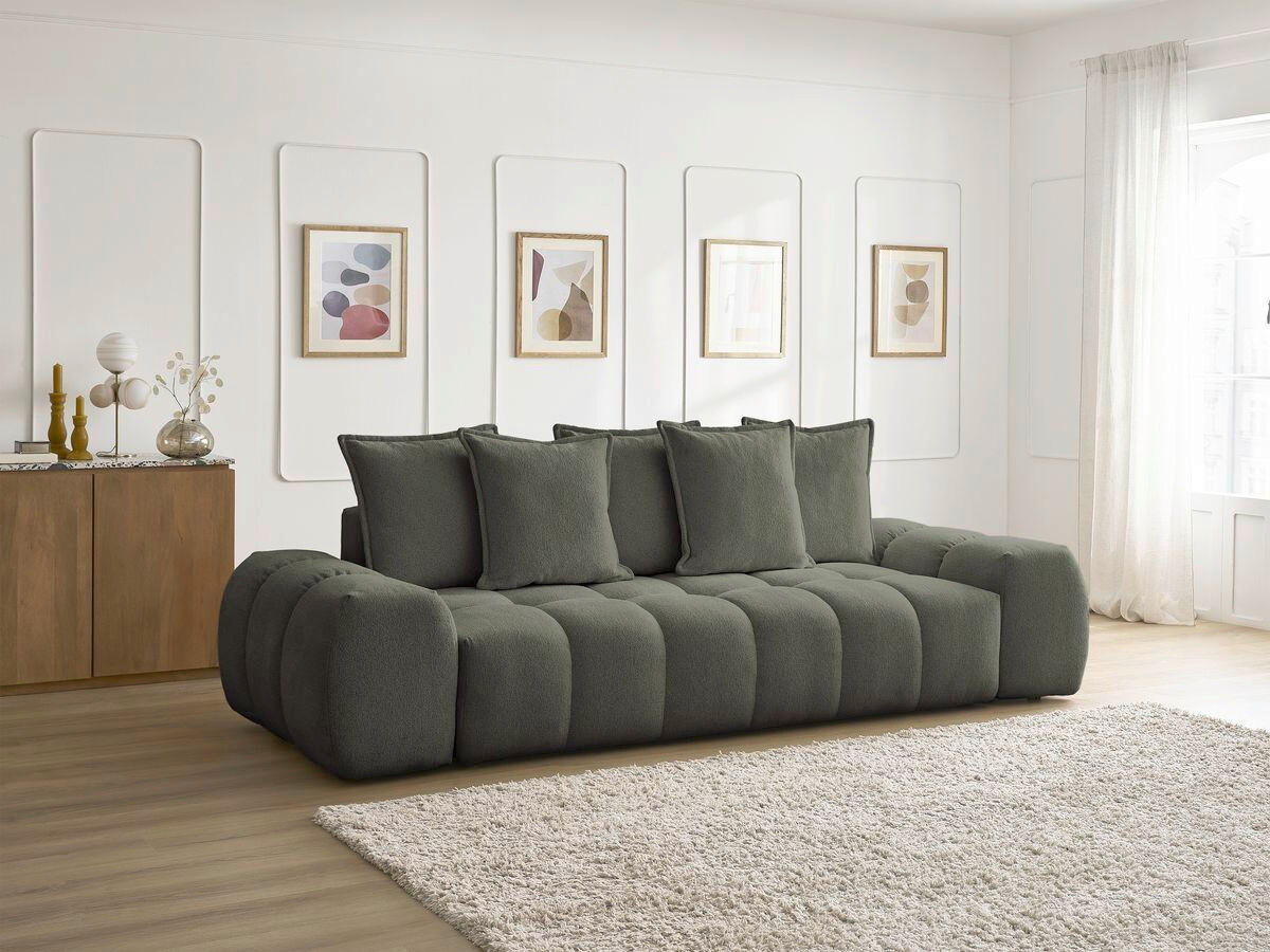 SCHLAFSOFA EVEREST  mit Armteil links, Armteil rechts Flachgewebe Grün  - Schwarz/Grün, MODERN, Kunststoff/Textil (278/115/90cm) - Livetastic