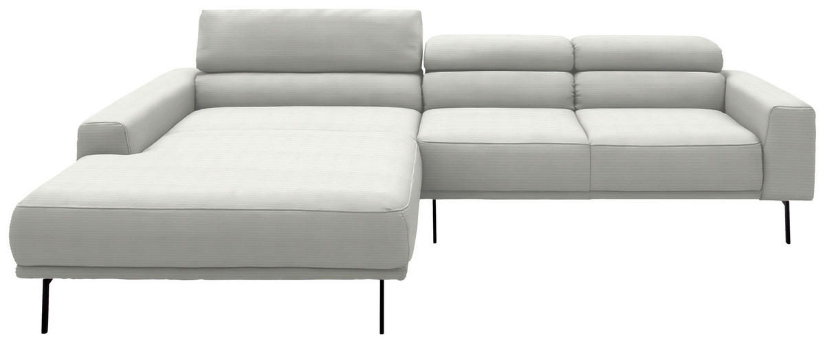 ECKSOFA  in Cord Grauweiß  215-217/293 cm  - Grauweiß/Schwarz, Design, Textil/Metall (215-217/293cm) - Schöner Wohnen