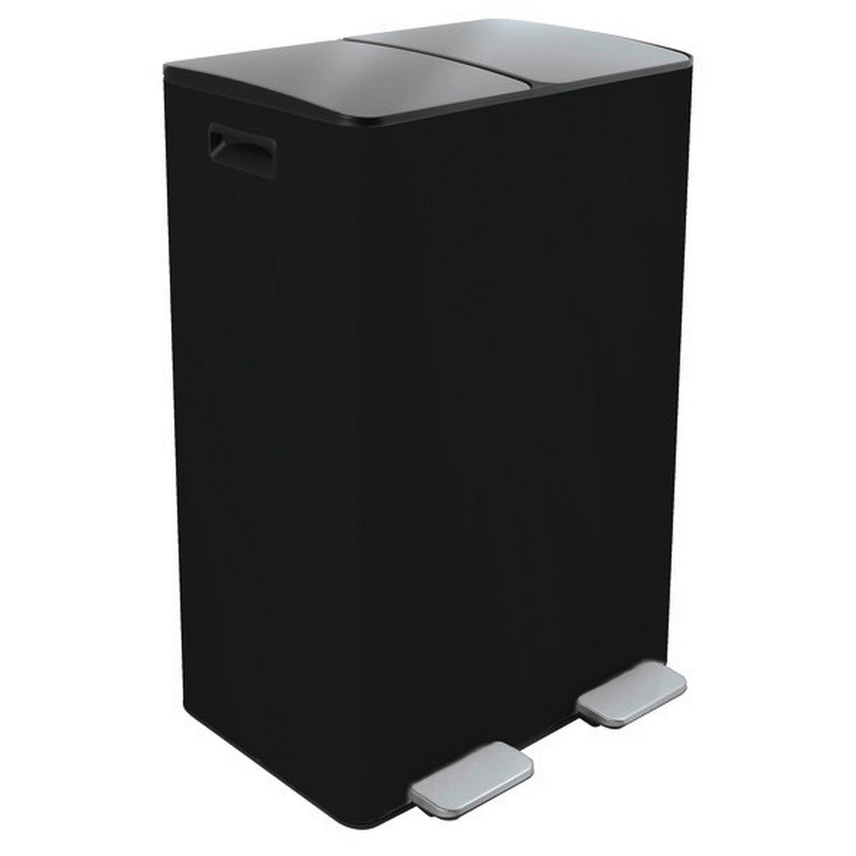 ABFALLEIMER 60 l  Metall  - Schwarz, Basics, Kunststoff/Metall (45/30/71cm) - Spirella