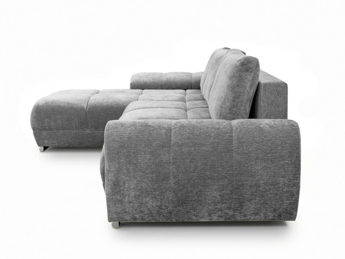ECKSOFA  in Chenille Grau  - Chromfarben/Schwarz, KONVENTIONELL, Kunststoff/Textil (183/290cm) - Xora
