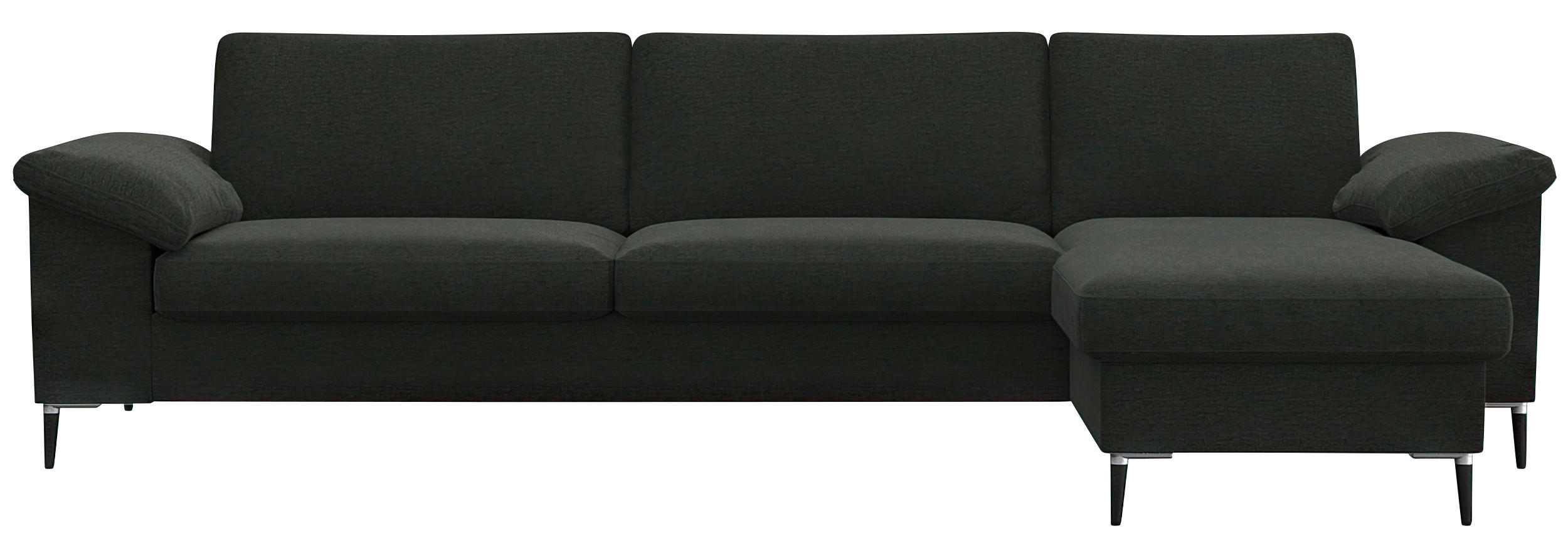 ECKSOFA Waldgrün Flachgewebe  - Waldgrün/Alufarben, Design, Textil/Metall (274/159cm) - Livetastic