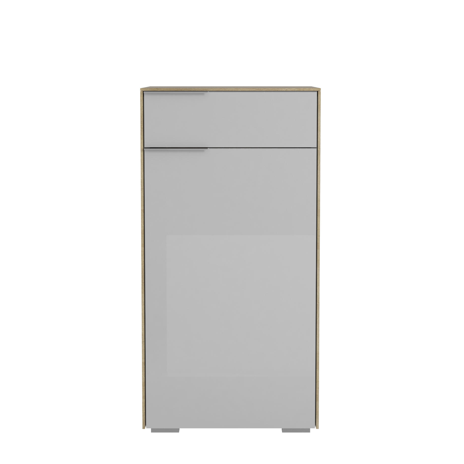 SCHUHSCHRANK Eichefarben, Hellgrau - Chromfarben/Eichefarben, Design, Glas/Holzwerkstoff (55,8/110,2/37,3cm) - Voleo