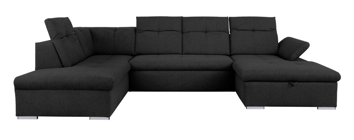 WOHNLANDSCHAFT Schwarz  - Schwarz/Grau, Design, Textil/Metall (215/328/173cm) - MID.YOU