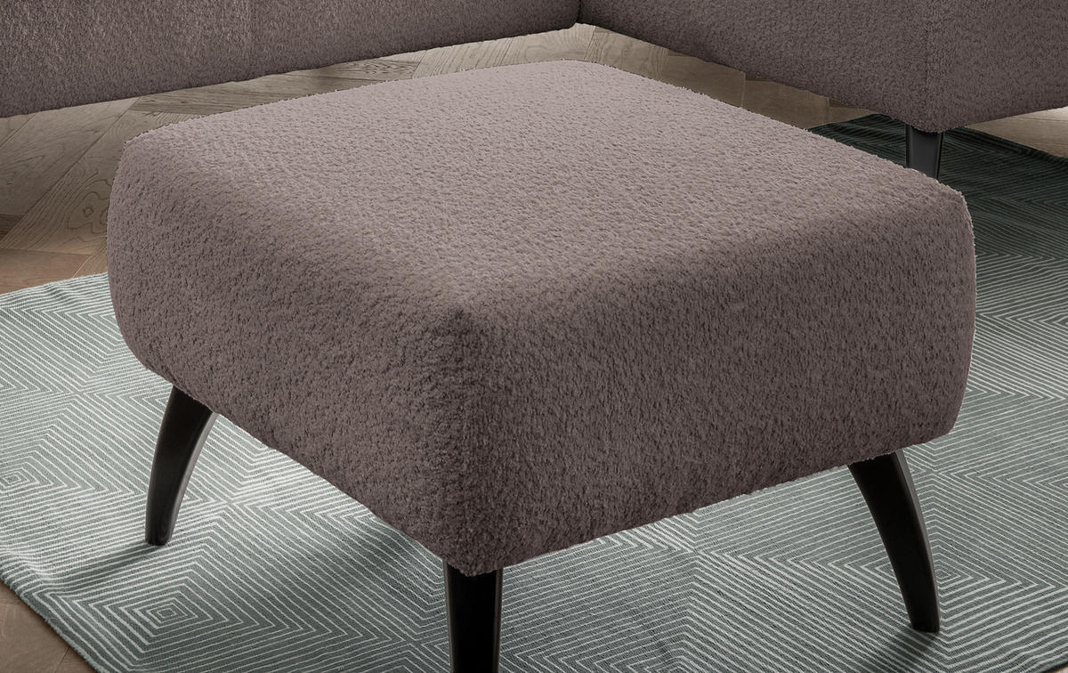 HOCKER Bouclé Taupe  - Taupe/Schwarz, MODERN, Holz/Textil (66/44/66cm) - MID.YOU