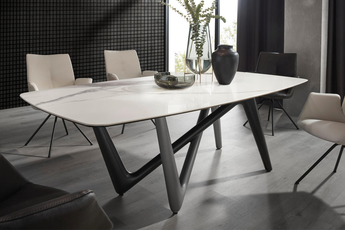 ESSTISCH in Kunststoff, Keramik 220/110/75 cm  - Anthrazit/Weiß, Design, Keramik/Kunststoff (220/110/75cm) - Dieter Knoll