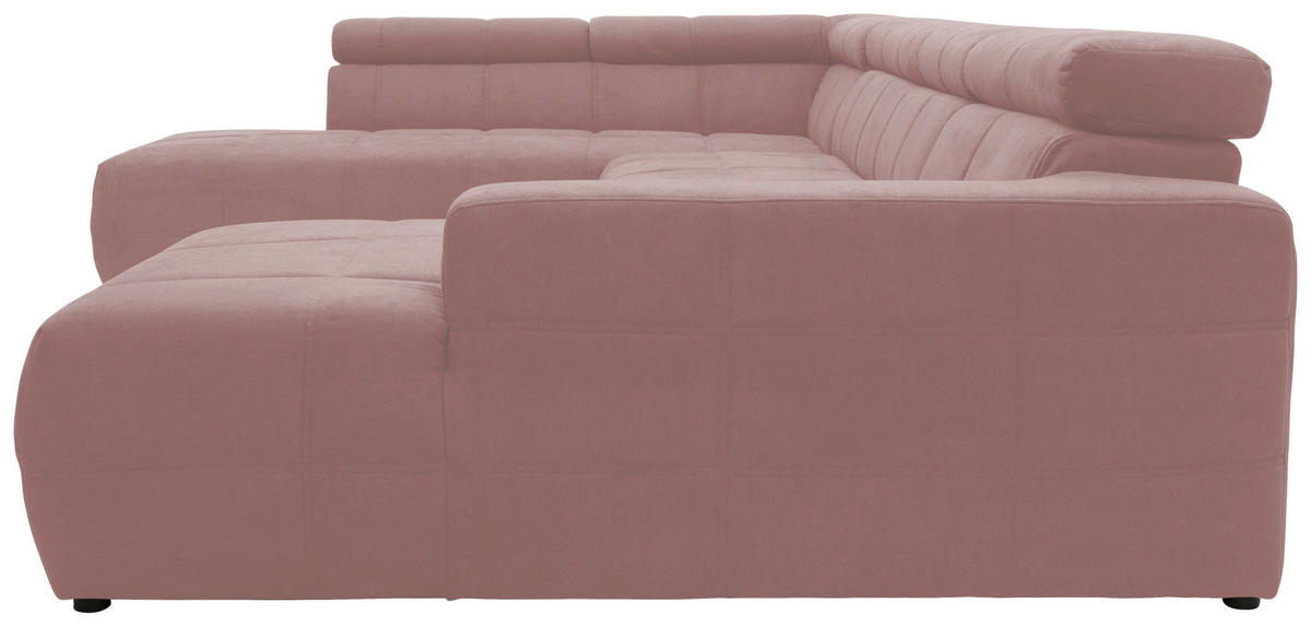 WOHNLANDSCHAFT Rosa Mikrofaser  - Schwarz/Rosa, Design, Kunststoff/Textil (228/359/175cm) - MID.YOU