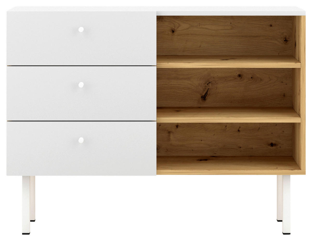 SIDEBOARD  in 100/75/41,6 cm  - Weiß/Eiche Artisan, Design, Holzwerkstoff/Kunststoff (100/75/41,6cm) - MID.YOU