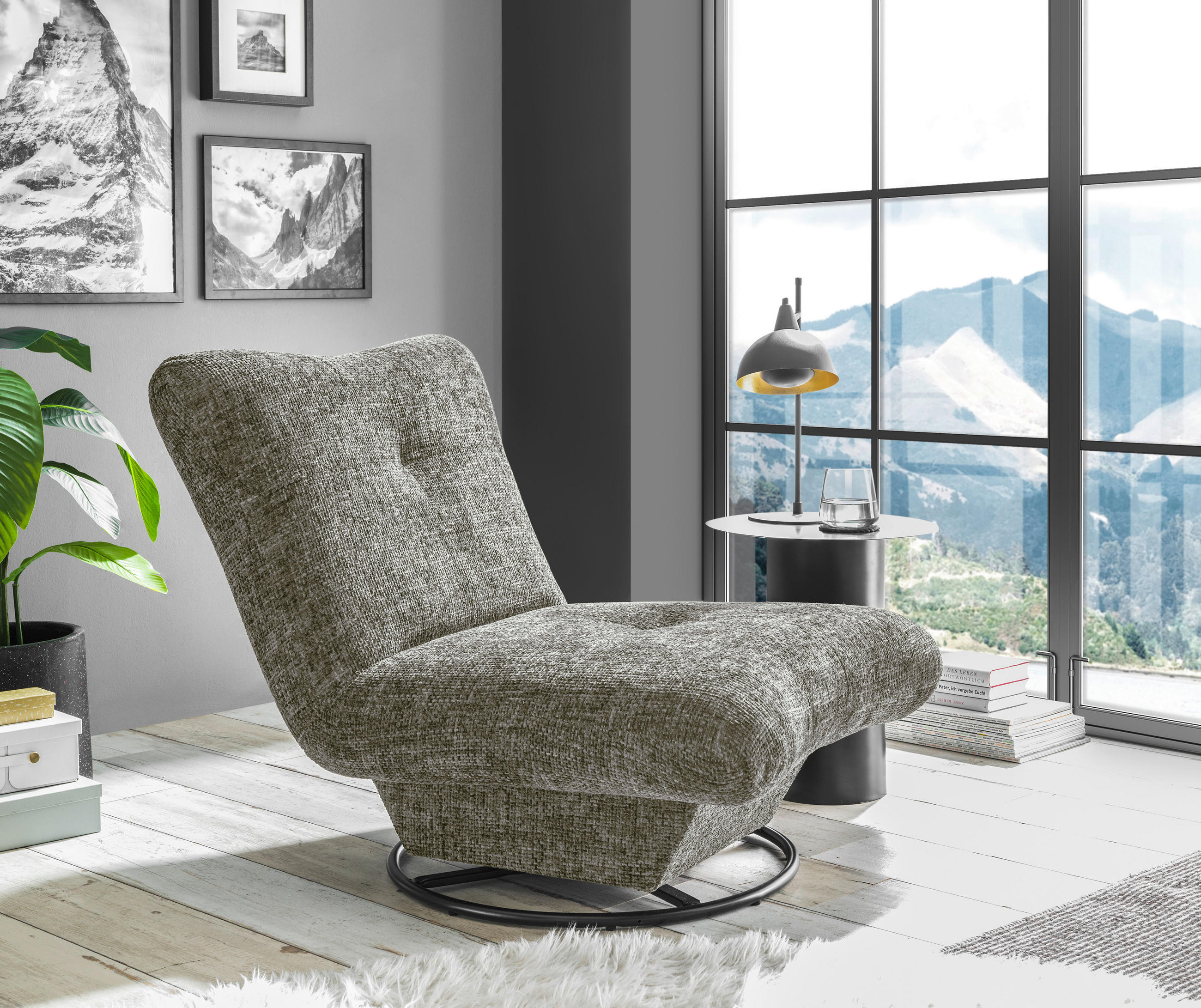 SESSEL in Webstoff Grau  - Schwarz/Grau, KONVENTIONELL, Textil/Metall (96/75/93cm) - MID.YOU
