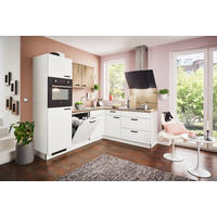 ECKKÜCHE 235/195 cm  in Weiß, Eichefarben  - Eichefarben/Schwarz, Basics, Holzwerkstoff/Metall (235/195cm) - Welnova