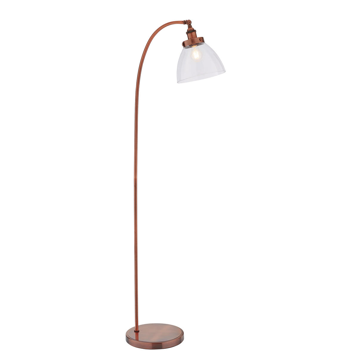 STEHLEUCHTE 28/46/152 cm    - Klar/Schwarz, KONVENTIONELL, Glas/Metall (28/46/152cm) - ENDON