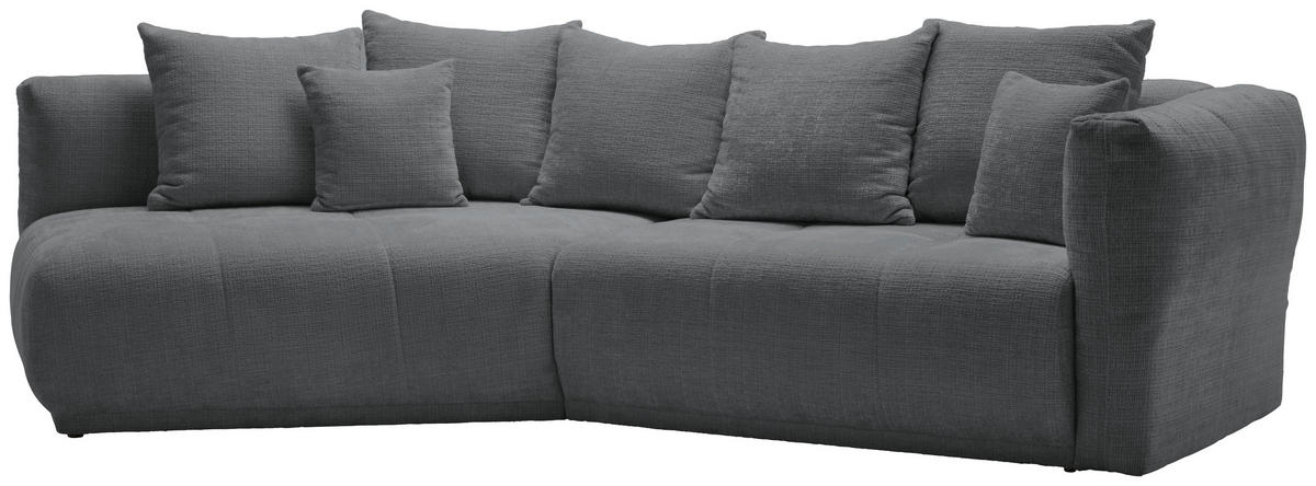ECKSOFA in Chenille Grau  - Schwarz/Grau, Modern, Kunststoff/Textil (180/315cm) - Hom`in
