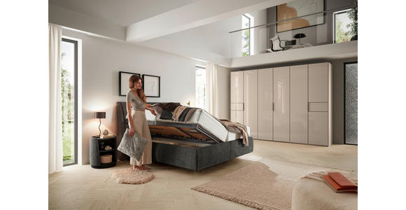 POLSTERBETT 180/200 cm,  in Anthrazit, Lattenrost, Bettkasten,  - Anthrazit/Schwarz, Design, Holz/Holzwerkstoff (180/200cm) - Dieter Knoll