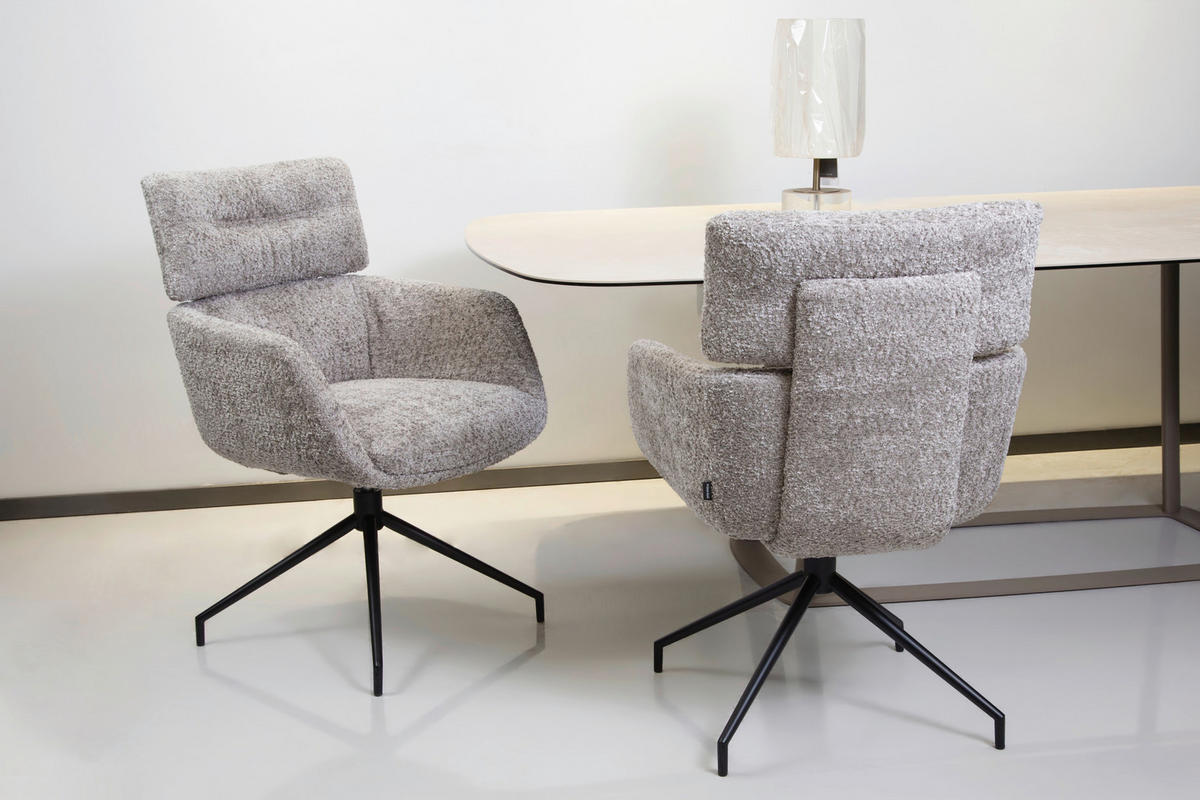 ARMLEHNSTUHL  Wippfunktion, Sitzfläche 360° drehbar Webstoff  Schwarz, Taupe  - Taupe/Schwarz, Design, Textil/Metall (62/92/66cm) - Dieter Knoll