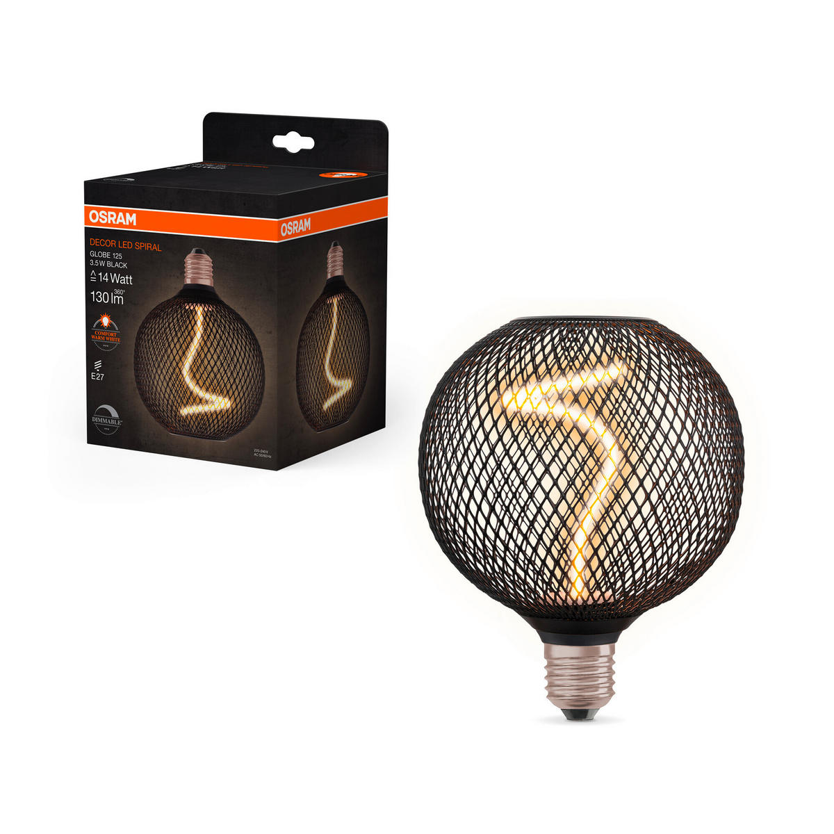LED-FILAMENT-LEUCHTMITTEL   E27 3,5 W 130 lm  - KONVENTIONELL, Metall (12,5/15cm) - Osram