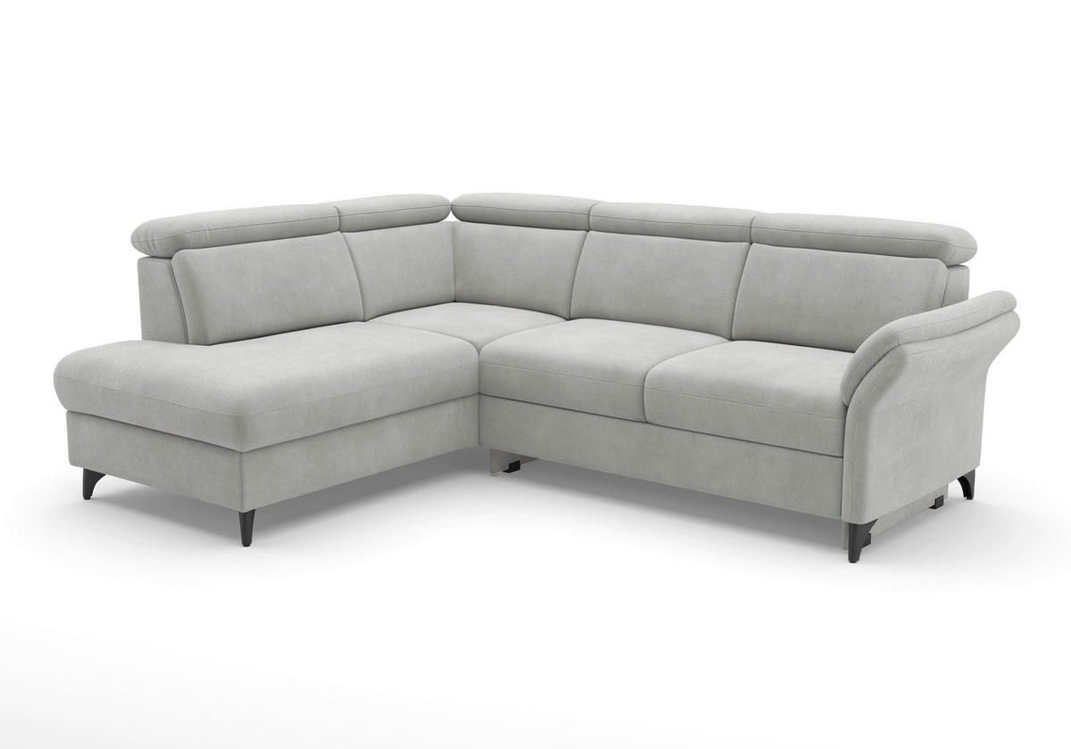 ECKSOFA Flachgewebe Silberfarben  - Silberfarben/Schwarz, Konventionell, Textil/Metall (193/247cm) - Sit & More