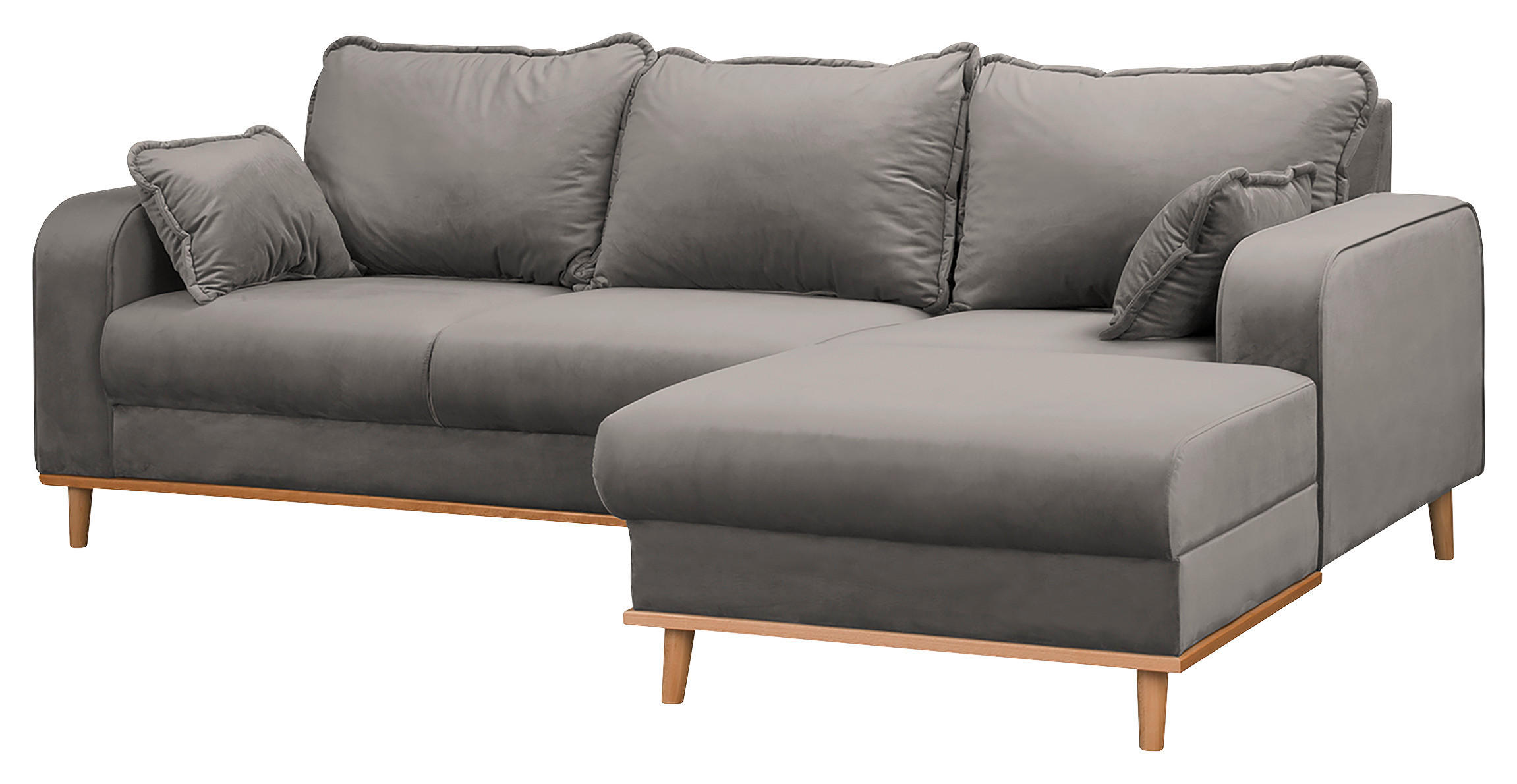 ECKSOFA in Mikrofaser Grau  230/150 cm  - Wengefarben/Grau, Design, Holz/Textil (230/150cm) - Livetastic