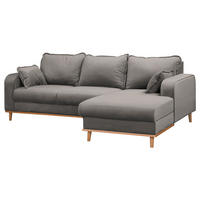 ECKSOFA in Mikrofaser Grau  230/150 cm  - Wengefarben/Grau, Design, Holz/Textil (230/150cm) - Livetastic