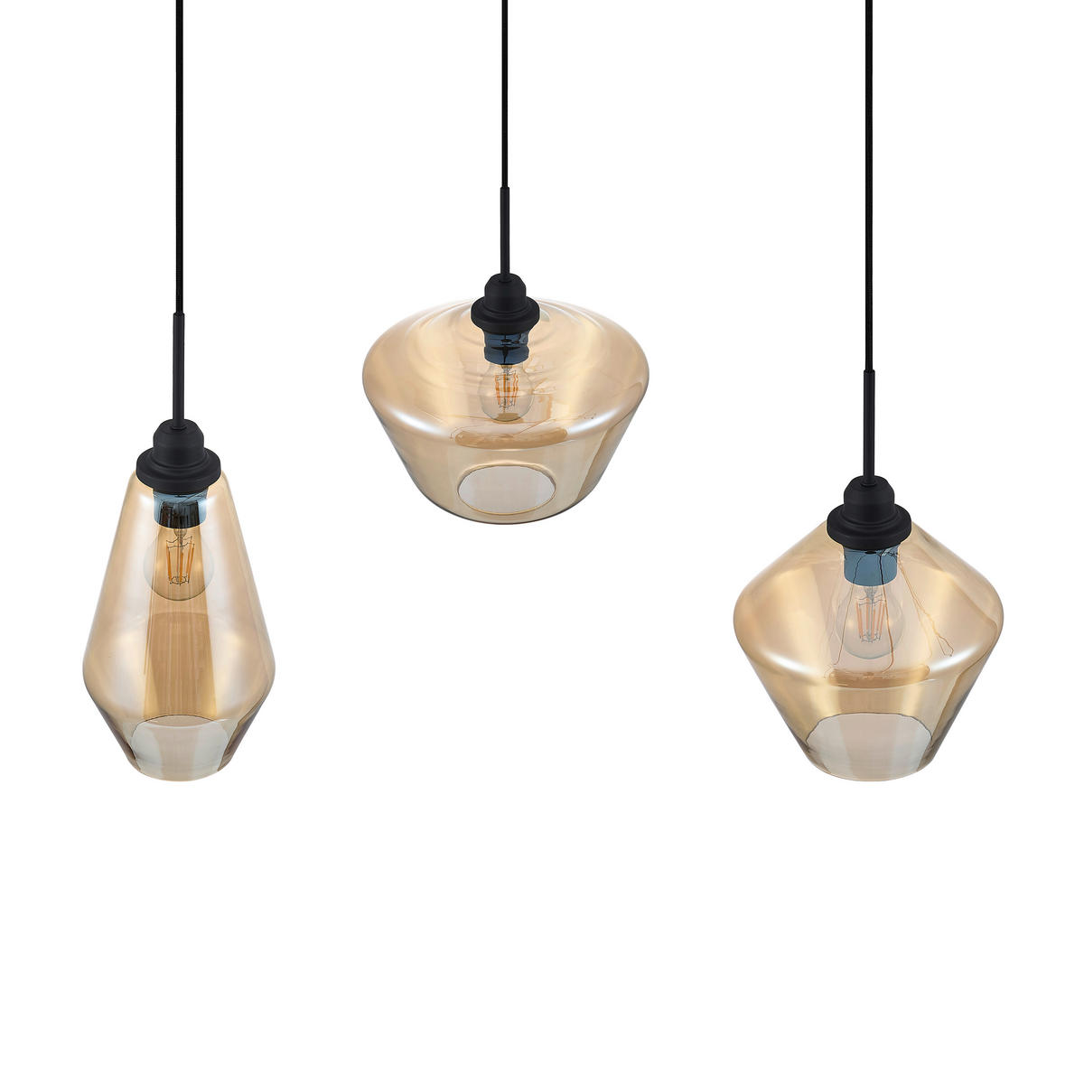 HÄNGELEUCHTE Cursa 79,5/180 cm   - Bernsteinfarben/Schwarz, Basics, Glas/Metall (79,5/180cm) - Novel