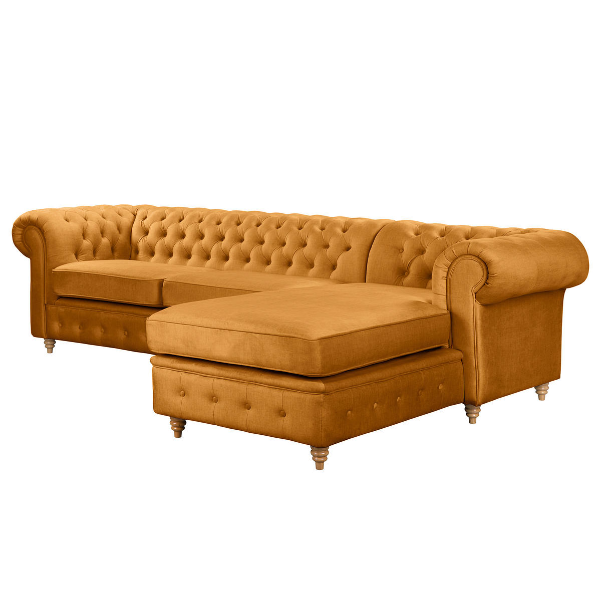 ECKSOFA Laura Bernsteinfarben Mikrofaser  - Bernsteinfarben/Braun, Design, Holz/Textil (284/182cm) - P & B