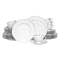 KOMBISERVICE Weiß, Platinfarben 30-teilig Maria Theresia Platin  - Platinfarben/Weiß, Basics, Keramik (44/28/33cm) - Creatable