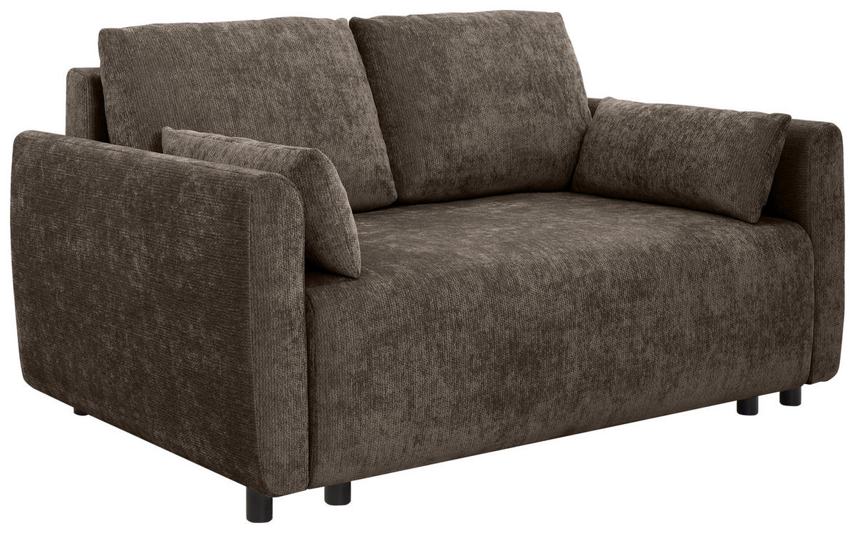 SCHLAFSOFA  in Chenille Dunkelbraun  - Dunkelbraun/Schwarz, KONVENTIONELL, Kunststoff/Textil (161/90/108cm) - Carryhome
